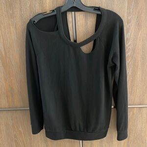 Chaser long sleeve knit black ripped top. I accept reasonable offers.